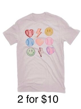 Women's Baseball Hearts Graphic T-shirt: Women’s size Small